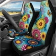 thumbnail image 2 of KUIFORTI Boho Flower Auto Seat Covers 14 Pack with Car Steering Wheel Accessories Auto Center Console Armrest Pad Seat Belt Pads Car Headrest Covers for Cars Sedans and SUVs, 2 of 7
