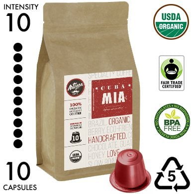 100% USDA Certified Organic Coffee Nespresso Compatible Capsules Cuba Mia Espresso... by