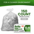 thumbnail image 2 of Betta 55-60 Gallon Clear High-Density Trash Bags, 150 Count Box, (38x60-inch) Commercial Medium-Duty Garbage Can Liners, 2 of 7