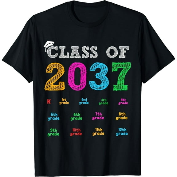 Class Of 2037 Grow With Me Handprint Kindergarten Graduation T-Shirt