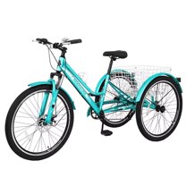 Lilypelle Adult Mountain Tricycle 24" Tire MTB Three Wheel Cruiser Trike Bike with Large Shopping Basket for Men Women