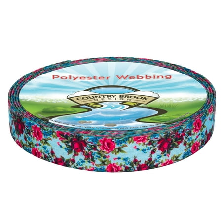 Country Brook Design® 1 Inch Vintage Roses Polyester Webbing, 10 Yard