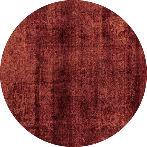 Ahgly Company Indoor Round Abstract Orange Modern Area Rugs, 4' Round
