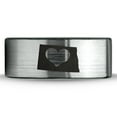 thumbnail image 2 of Tungsten North Dakota The Peace Garden State Heart Band Ring 8mm Men Women Comfort Fit Brushed Gray Flat Cut Black Polished, 2 of 4