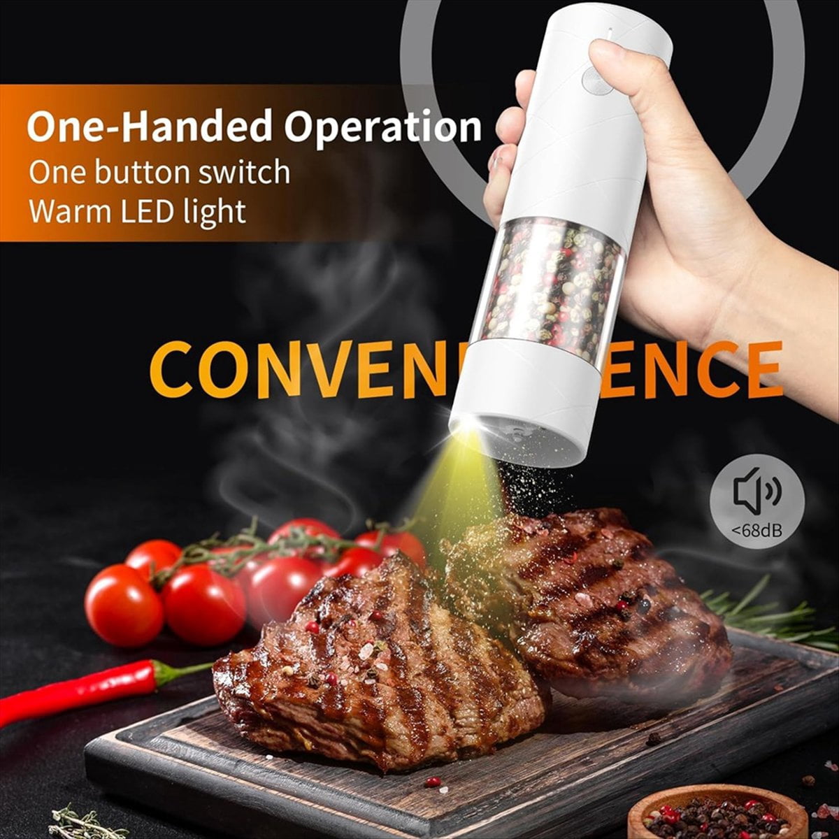Electric Salt and Pepper Grinder Set USB Rechargeable, Adjustable Coarseness Automatic Salt Pepper Mill Grinder