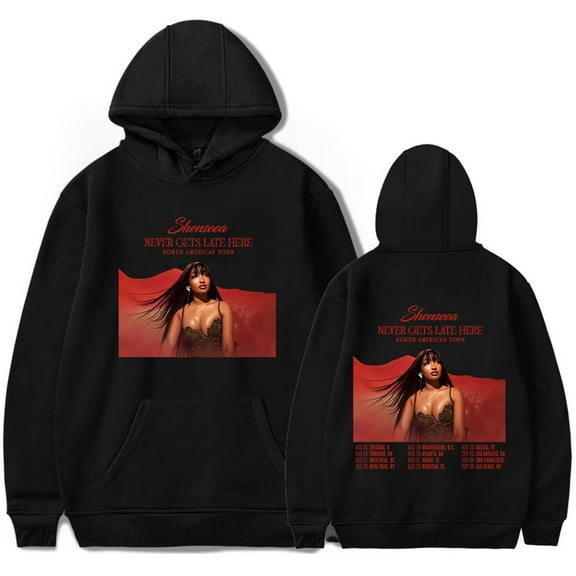 Shenseea Never Gets Late Here Tour Hoodies Women Men Long Sleeve Casual Sweatshirt Clothes