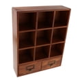 thumbnail image 4 of Estante de exhibición de madera de 9 cubos con 2 gavetas Magideal Organizador de almacenamiento marrón Moderno, 4 of 6