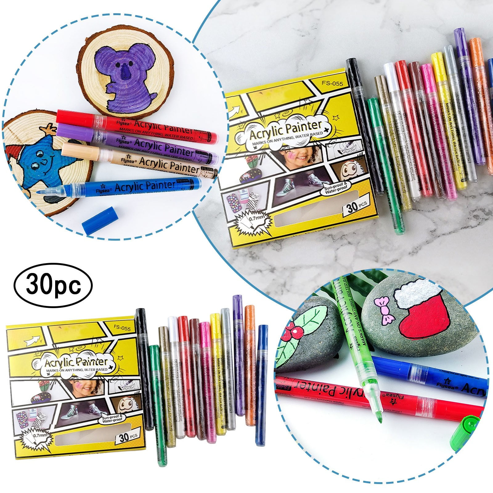 Pens 6ml Marker Acrylic Set Colors Paint Line 30 Pen Hook Pen Pen Office Stationery