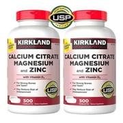 2 Pack | Kirkland Signature Calcium Citrate, Magnesium and Zinc, 500 Tablets