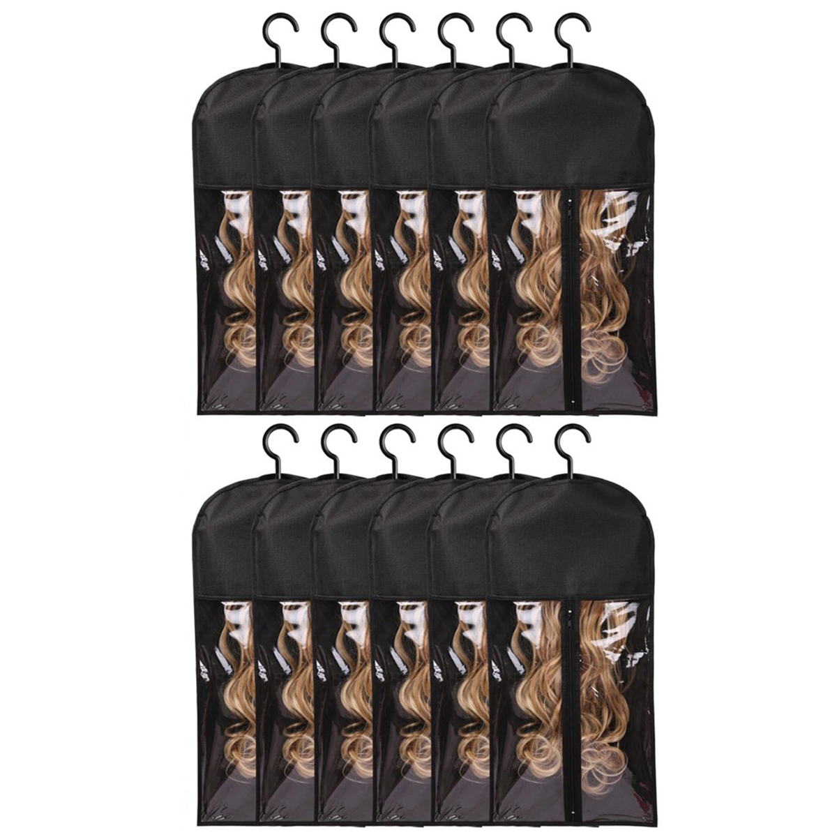 12PCS Hair Extension Holder Wig Storage for Multiple Wigs Holder Wig Bags Storage with Hanger Hair Extension Storage