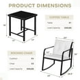 thumbnail image 4 of Lacoo 3 Pieces Outdoor Rocking Chair Furniture Sets Modern Patio Furniture Set Rocking Wicker Bistro Sets Cushioned PE Rattan Chairs Conversation Sets with Glass Coffee Table,White, 4 of 8
