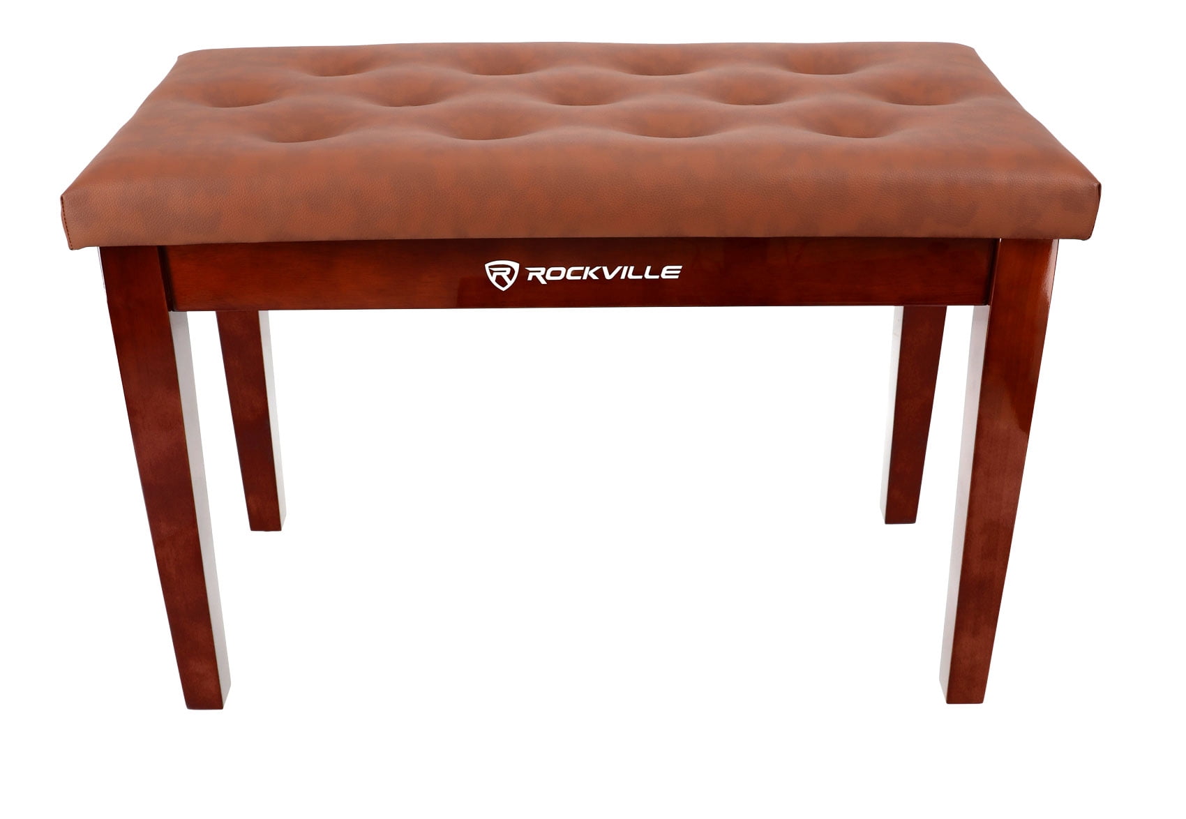Rockville PB7 BROWN Premium Piano Bench w/Thailand Wood, Comfy Padding + Storage