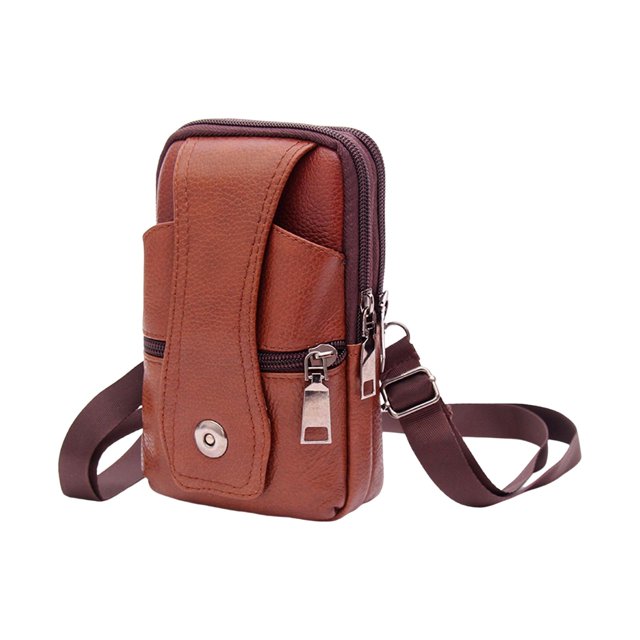 Paquete de cintura Riñonera de cuero PU, riñonera, cinturón de utilidad, informal, impermeable, portátil para senderismo, escalada, ciclismo, viaje, teléfono , amarillo marron Amarillo marron Magideal Paquete de cintura
