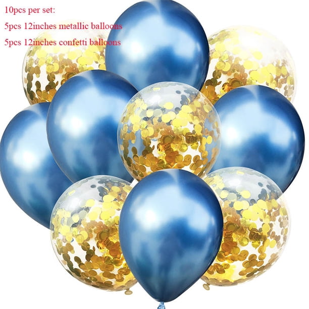 Xiao Hua 50 globos de confeti azul y dorado, globos premium de 12 pulgadas para fiesta de cumpleaños, globos a granel para despedida de soltera, decoración para fiesta de graduación