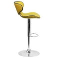 thumbnail image 3 of Contemporary Cozy Mid-Back Yellow Vinyl Adjustable Height Barstool with Chrome Base, 3 of 9