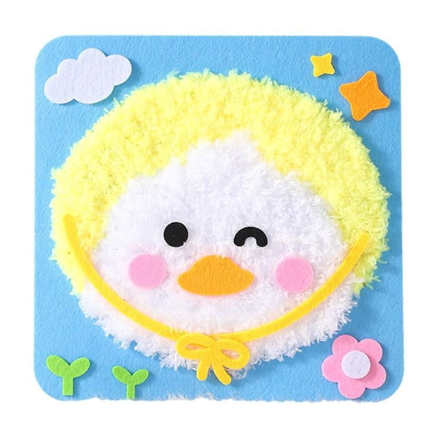 Embroidery Doll Set, Cartoon Animal Punch Needle Fabric Patterns Needle Sewing Carto Poking Kit First for Beginner, Kit,