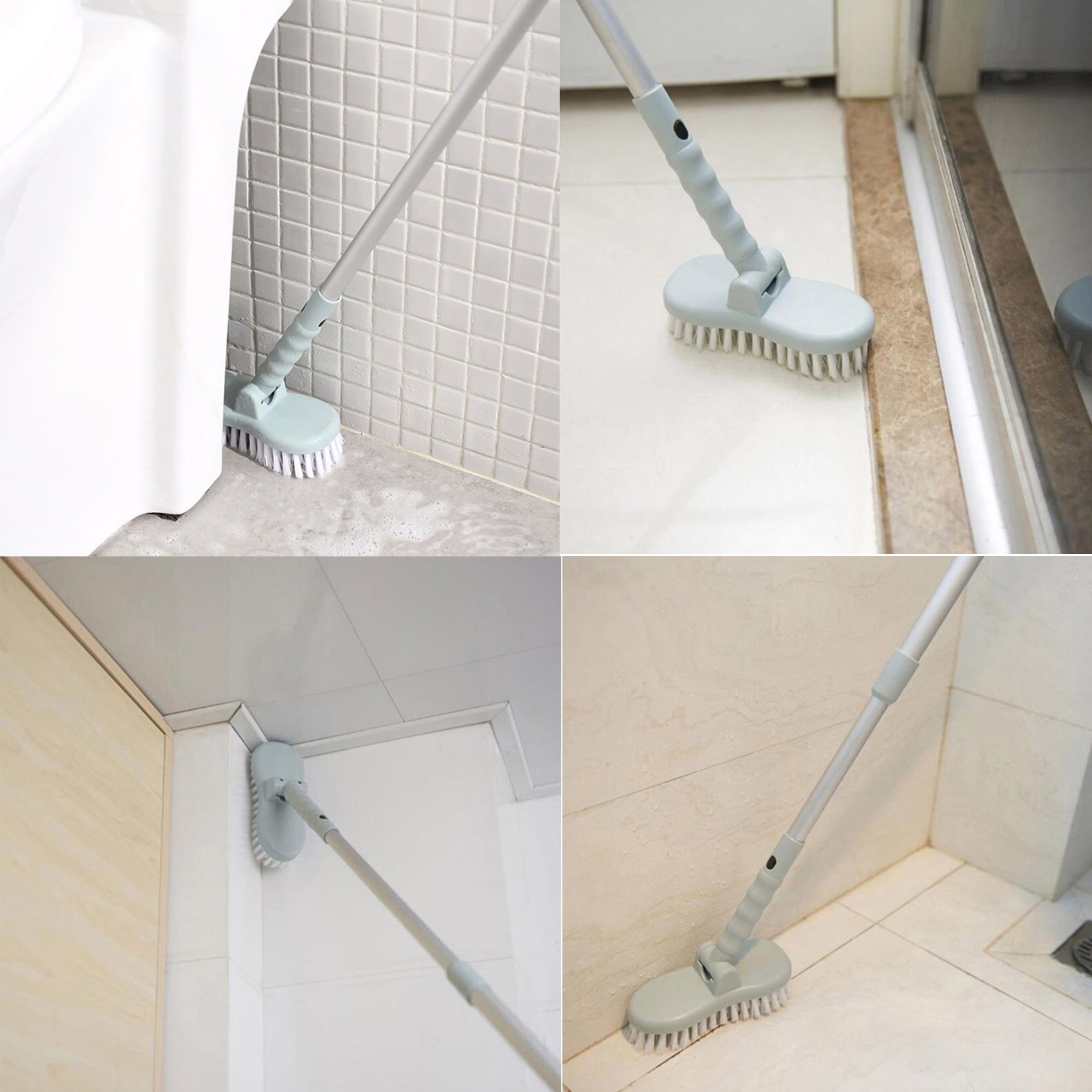 Focussexy Long Handle Scrub Brush Floor Brush Retractable Crevice Floor Bathroom Kitchen Bathroom Corner Cleaning Brush, Blue