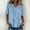 Blue, variant on Women's Summer Beach V Neck Tops Short Sleeve Casual Button Decor Ruffled Hem Ruched Shirts Lightweight Flowy Blouse