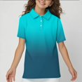 thumbnail image 2 of Lumtrix Girls' Short Sleeve School Uniform Polo Shirts Casual Loose Fitting Tie Dye Print Sport Tops Blouse for 2-14 Y Turquoise 130, 2 of 5