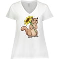 thumbnail image 3 of Inktastic Cute Chipmunk with Sunflower Women's Plus Size V-Neck T-Shirt, 3 of 5