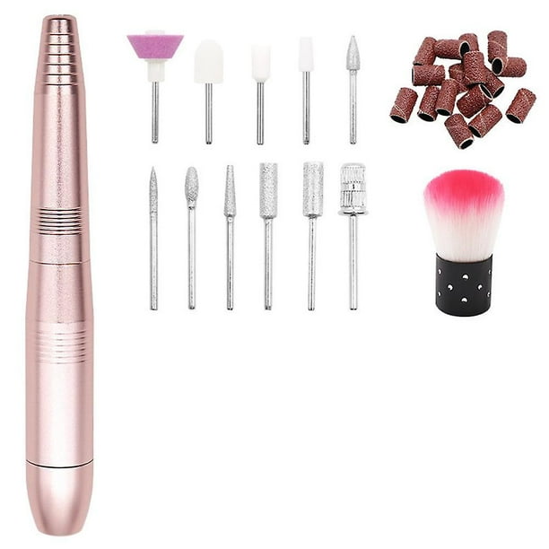 Electric Nail Drill Machine Kit Portable Electric Nail File Set For Acrylic Gel Nails Manicure Pedicure Tool With Nail Drill Bits Sanding Bands