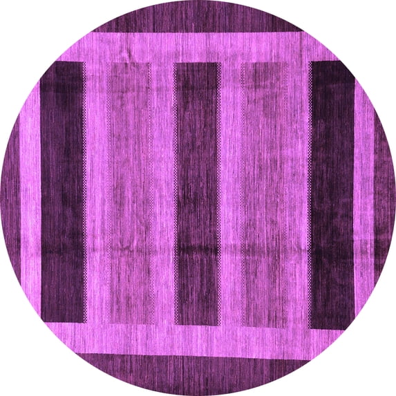 Ahgly Company Indoor Round Abstract Purple Modern Area Rugs, 3' Round
