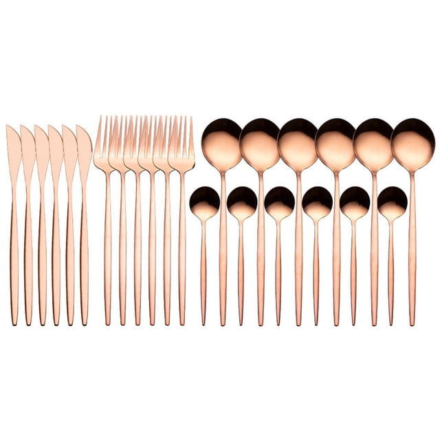 Advancent Juego de tenedores de comedor, cuchara de café de acero inoxidable 401, pulido de espejos, apto para lavavajillas, vajilla de postre, Cocina y Comedor oro rosa