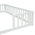 thumbnail image 5 of Double Twin Size Floor Beds with Fence and Guardrails Design, Solid Wood Double Twin Platform Bed for 2, Montessori Floor Beds for Boys Girls Teens, No Box Spring Needed, Easy Assembly, White, 5 of 7