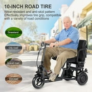 TopMate 3 Wheel Electric Scooter Lightweight Folding Powered Mobility Scooter for Adult Seniors with Seat and Removable Battery, 350W Motor & 3+1 Speed Adjustable E-Trike with Basket & LED display