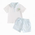 thumbnail image 4 of NOLDARES Baby Boy Summer Play Clothes Short Sleeve Letter Print Tee Elastic Waist Shorts Outfit 6 12 18 24 Months Blazer,6-12 M, 4 of 4