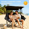 thumbnail image 3 of ABORON Camping Chair for 2 Person with Canopy, Portable Folding Double Camping Chair for Adults, Oversized Double Beach Loveseat with Cup Holders and Pocket, 600 lbs Heavy Duty Camping Couch - Black, 3 of 9