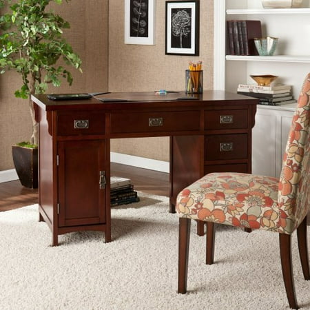 Southern Enterprises Miguel Computer Desk - Dark Cherry/Aged Bronze