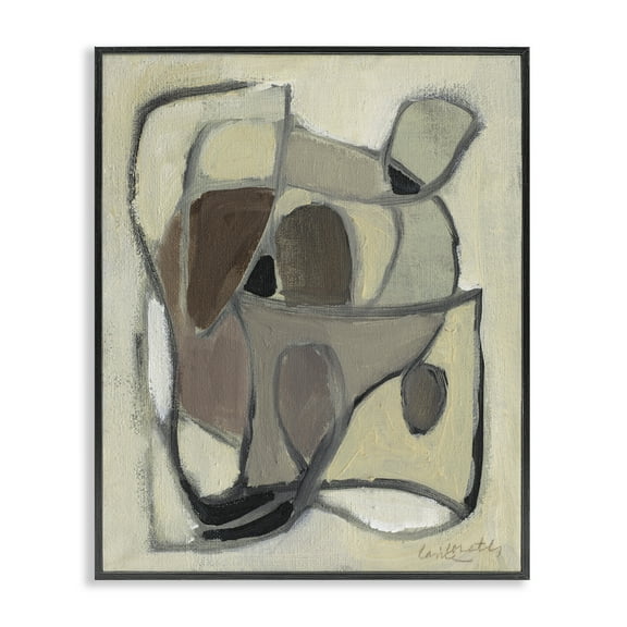 Stupell Industries Rustic Curved Shapes Abstract Abstract Painting Black Framed Art Print Wall Art, 11 x 14