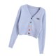 thumbnail image 4 of Camisa de punto para mujer, suelta, retro, de manga larga, con botones, suéter, abrigo de otoño, azul Kearding AP001150-05B, 4 of 7