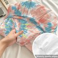 thumbnail image 4 of Twin Sze Fitted Sheet Set - Teal Orange 2 Piece Bedding Sets 16" Deep Pocket Fitted Sheet with 1 Pillowcase, Modern Tie Dyeing Contemporary Abstract Art Brushed Microfiber Hotel Luxury Bed Sheets, 4 of 9