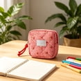 thumbnail image 5 of Mini Fabric Pouch,Quilted Cotton Period Accessory Bag Smooth Zipper Portable Lightweight Organizer,Small Item Storage For Campus Daily Commute Gym Outdoor Trip(Red), 5 of 7