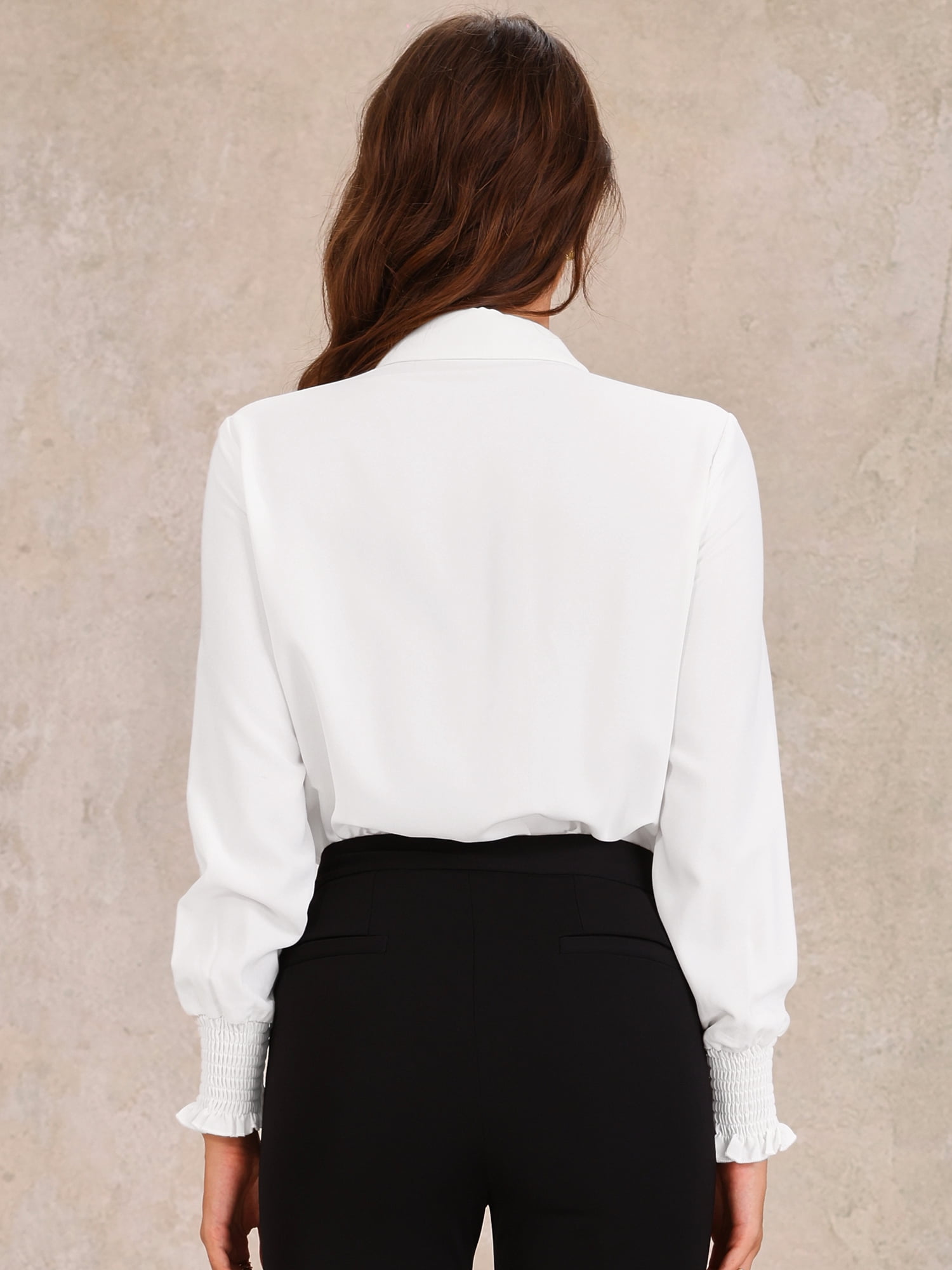 DARING DIVA Leotard Shirt Collared Dressy Bodysuit Top L White