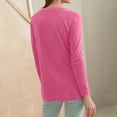 thumbnail image 4 of T-Shirts à Boutons à Manches Longues pour Femmes 2022 Col Ras du Cou Couleur Unie Automne Tuniques Tendance Hauts Décontractés Ajustés Blouse Basique Tee, 4 of 7