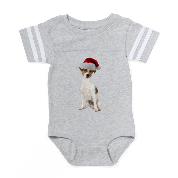 CafePress - Jack Russell Terrier Santa - Cute Infant Baby Football Bodysuit