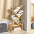 thumbnail image 3 of Buildhom 3-Tier Small Tree Bookshelf with Drawer, Desktop Wood Bookcase, Mini Display Shelf for Home Office, Bedroom, Natural, 3 of 7