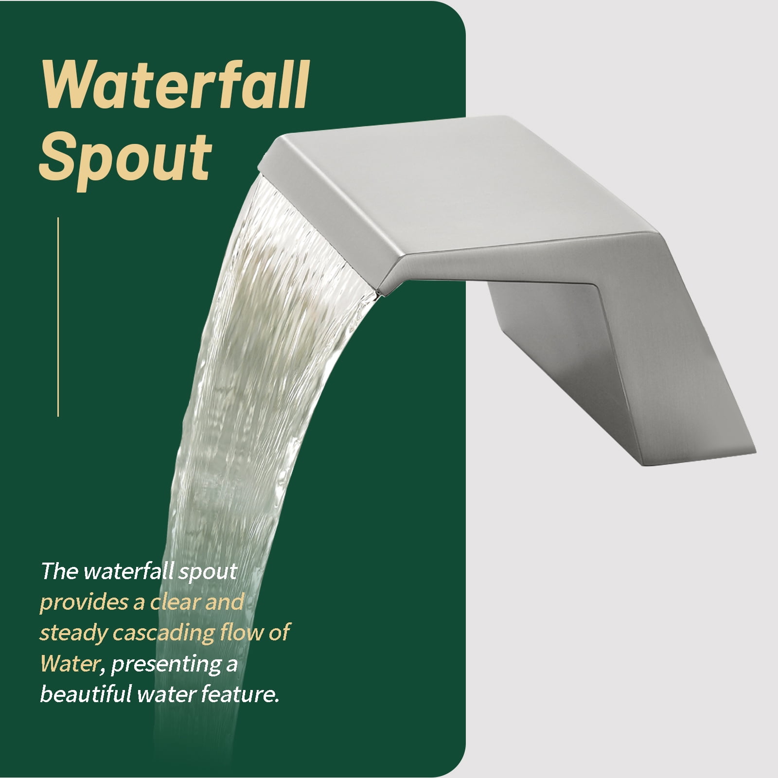 Cobbe Single Handle 2-Hole Mount Bathroom Sink Faucet with Wide Waterfall Spout Brushed Nickel