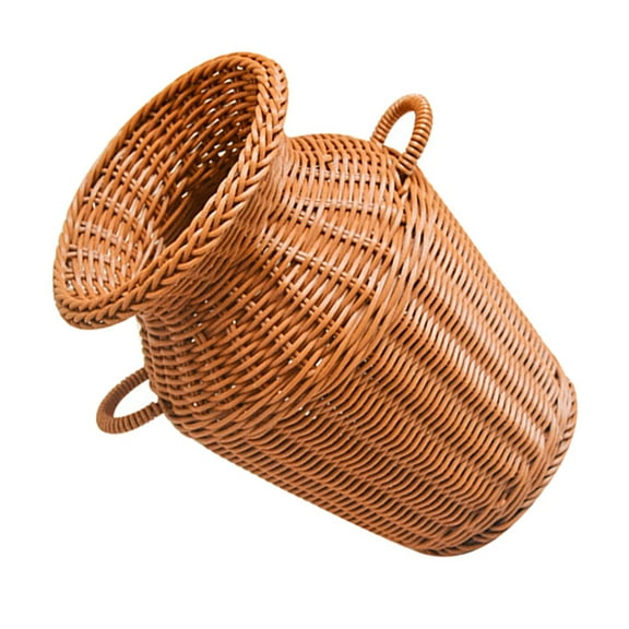 OUNONA 1pc Creative Simulation Rattan Flower Basket Flower Arrangement (Light Brown)