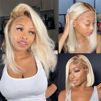Dark Root Blonde Bob Wig Human Hair 4/613 5x5 UHD Lace Front Wig Human Hair 180% Density Pre Plucked Pre Cut Short Bob Glueless Wigs Remy Hair Wigs for Black Women 10 Inch
