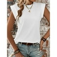 thumbnail image 3 of HOWCOME Women's Casual Cap Sleeve Tank Tops Summer Round Neck Regular Fit Shirts White, X-Large, 3 of 5