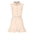 thumbnail image 6 of Jumpsuits for Women Fashion Summer Solid Color Casual Sleeveless Breasted Drawstring Tied Elastic Waist Side Pocket Jumpsuit, 6 of 8
