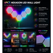 6/12-Pack Hexagon LED Wall Lights, RGB Edge-Lit Modular Wall Panels with Touch Control. DIY Splicing Honeycomb Gaming Lights, USB Powered Ambient Wall Decor for Living Room, Bedroom and Gaming Room