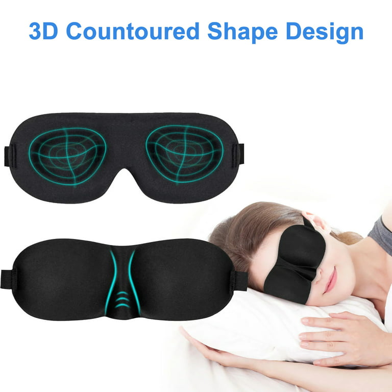 2pcs Ultra Comfortable Sleep Masks, EEEkit Adjustable Soft 3D Eye Sleeping  Masks for Travel, Spa, Naps, Airplane, 100% Blackout Eye Masks for Kids  Women Men, Black Sleeping Blindfold 