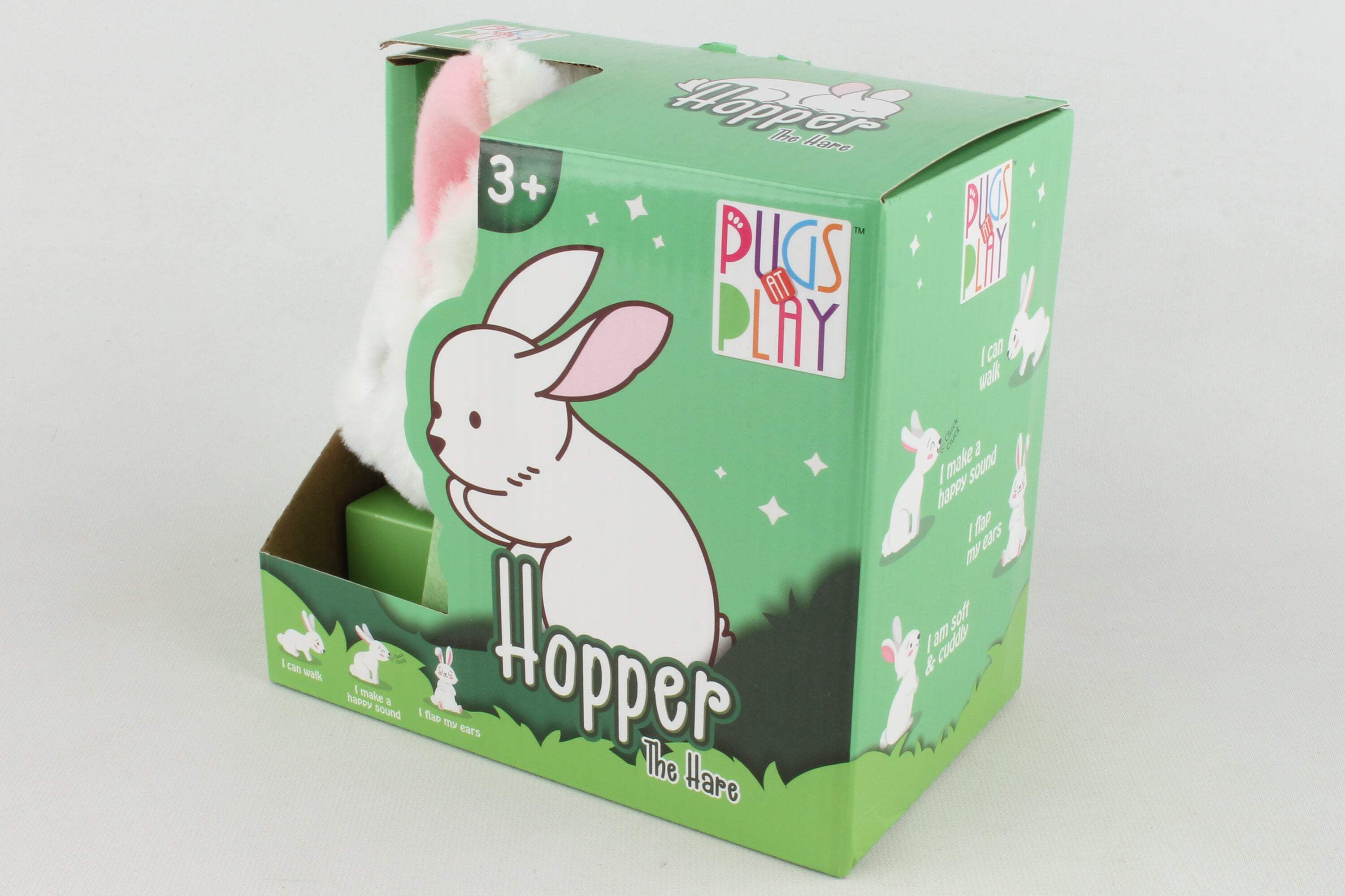 Pugs At Play PAP10 6.5 x 3.5 x 6 in. Pugs at Play Hopper Jumping Rabbit Plush Toy