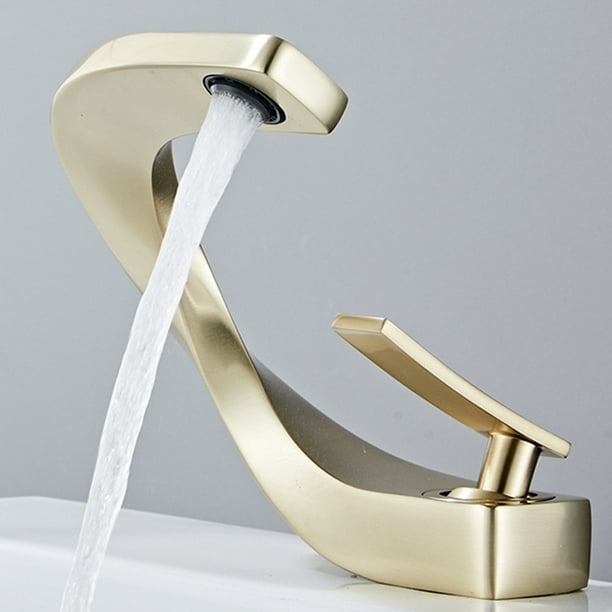 Grifo de baño de cobre completo de un solo orificio para caliente y frío, grifo de lavabo de baño