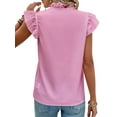 thumbnail image 5 of Hibeli Women Ruffle Sleeve V Neck Patchwork Solid Color Pullover Top, 5 of 7